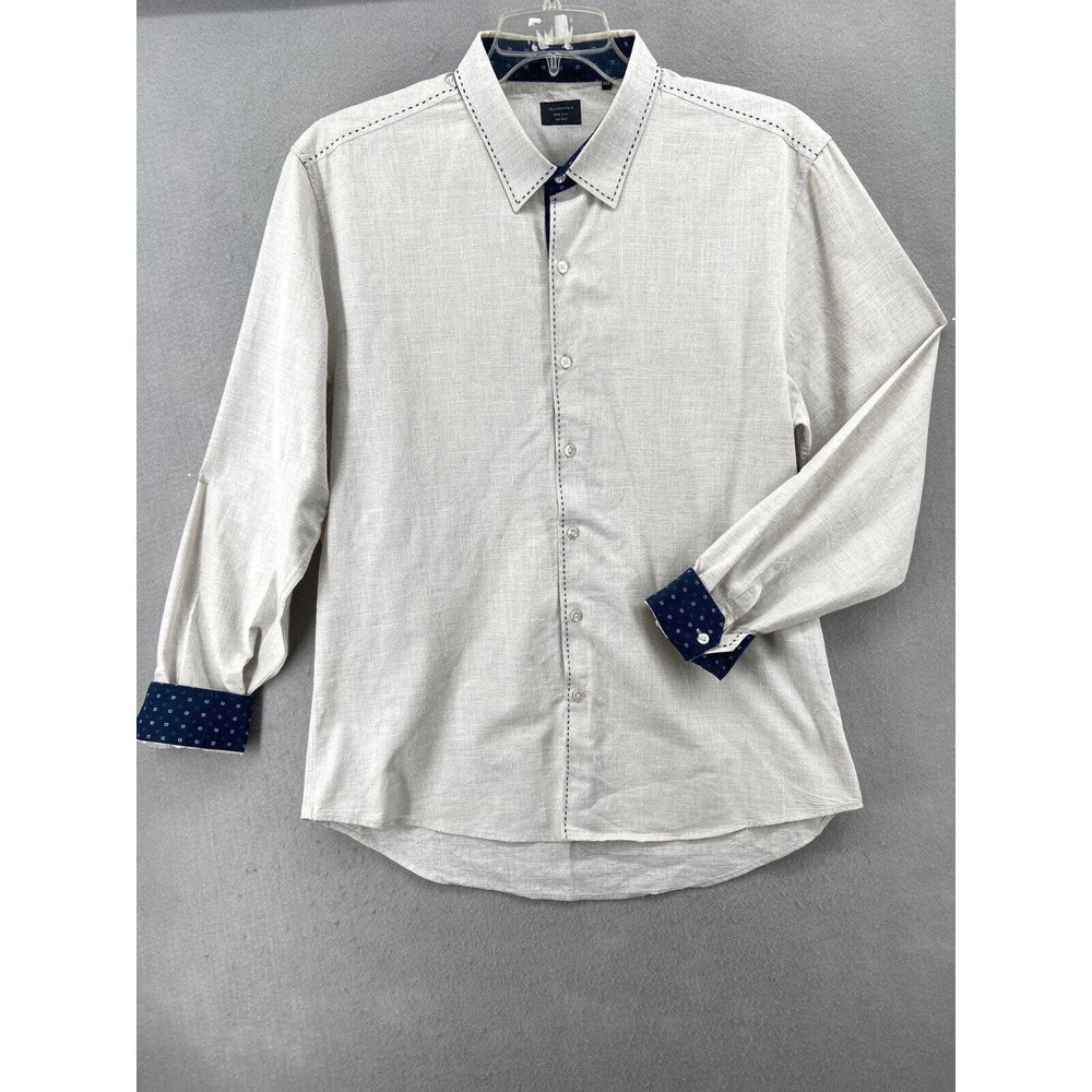 7 Diamonds Dress Shirt Mens XX-Large Gray Embroidered Flip Cuff Business Office